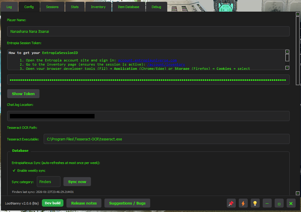 LootNanny 2.0 configuration screen screenshot placeholder